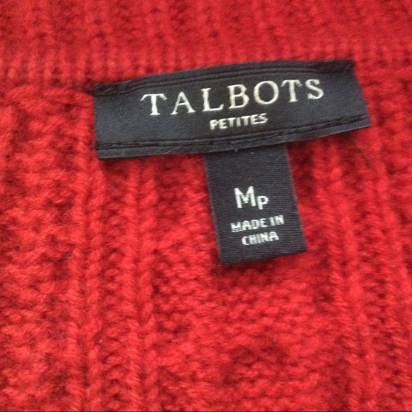 Talbots Red Cable Knit Cardigan Sweater - MP - Picture 8 of 12